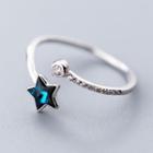 925 Sterling Silver Rhinestone Star Open Ring S925 Silver - Blue Star - Silver - One Size