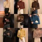 Turtleneck Ribbed Knitted Top (various Colors)