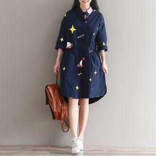 Printed 3/4-sleeve Shirt Dress