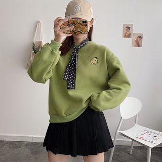 Set: Smiley Face Print Pullover + Dotted Neckerchief