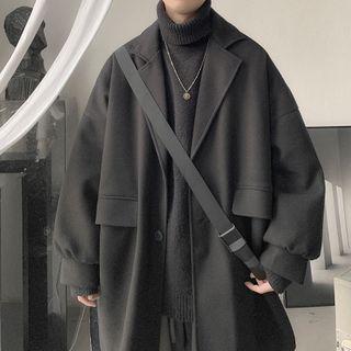 Plain Buttoned-up Coat