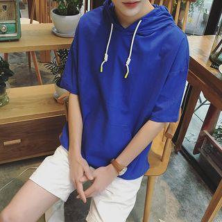 Hooded Elbow-sleeve T-shirt