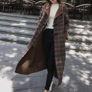 Plaid Buckled Long Coat