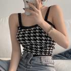 Knit Houndstooth Tank Top Black - One Size