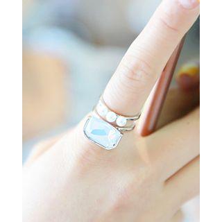 Faux-gem Tiered Open Ring