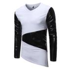 Faux-leather Panel Long-sleeve T-shirt