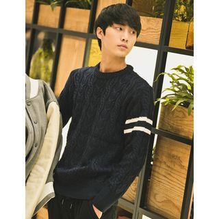 Stripe-trim Wool Blend Sweater