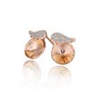Fashion Simple Plated Rose Gold Cubic Zircon Stud Earrings Rose Gold - One Size
