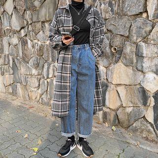 Longline Plaid Shirtdress
