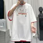Mock Two-piece Short-sleeve Rabbit Print T-shirt