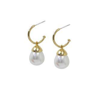 Pearl-dangle Hoop Earrings One Size
