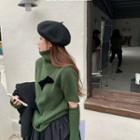 Short-sleeve Turtleneck Bow Sweater With Arm Sleeves