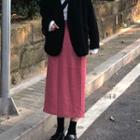 Single Button Blazer / Plain Midi Skirt