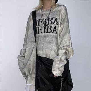 Mock Two-piece Lettering Sweater As Shown In Figure - One Size