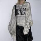 Mock Two-piece Lettering Sweater As Shown In Figure - One Size