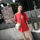 Contrast Trim 3/4 Sleeve T-shirt Dress