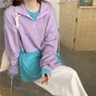 Plain Long-sleeve Loose-fit T-shirt / Crop Pullover - 3 Colors