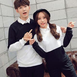 Set: Color-block Couple Pullover + Pants
