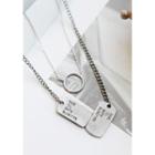 Set: Hoop-pendant Necklace + Military Tag Necklace