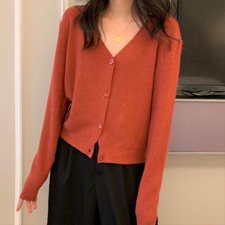 V Neck Knit Cropped Cardigan