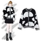 Cow Print Cardigan Cow Paint - Black & White - One Size