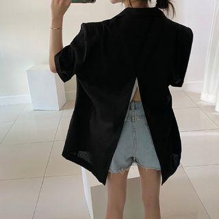 Open Back Plain Oversize Blazer