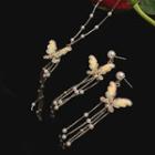 Glaze Butterfly Faux Pearl Fringed Earring / Necklace / Ring
