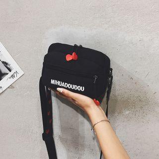 Lettering Heart Print Canvas Crossbody Bag