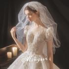 Short-sleeve Embellished Glitter Applique A-line Wedding Gown