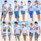 Couple Matching Sleeveless Top / Printed T-shirt / Printed Beach Shorts