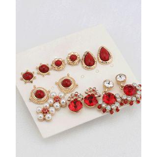 Faux-gem Earring Set Of 14 Pcs