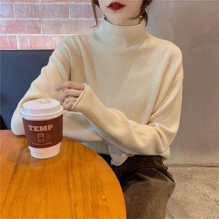 Long-sleeve Color Block V-neck Knit Top