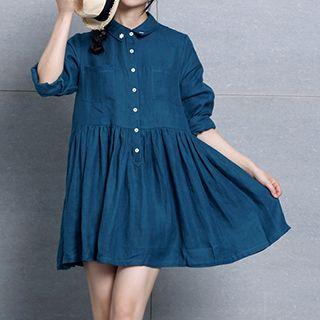 Long-sleeve Embroidered Shirt Dress