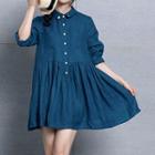Long-sleeve Embroidered Shirt Dress