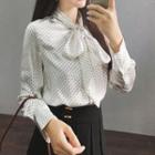 Bow-neck Dotted Shirt