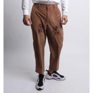 Printed Faux-suede Baggy Pants