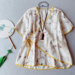 Short-sleeve Tie-dyed Cheongsam Top