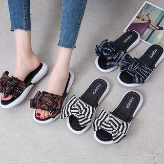Fabric Bow Slide Sandals