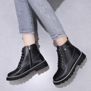 Lace-up Zipped Short Boots