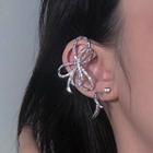 Bow Earring 1 Pair - Bow Earring - Silver - One Size