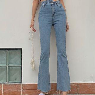 High-waist Denim Boot-cut Jeans