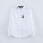 Peter Pan Collar Long-sleeved Floral Print Straight Slim Blouse