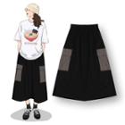 Midi A-line Cargo Skirt Black - One Size
