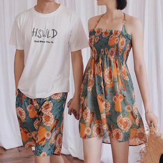 Couple Matching Floral Bikini Top / Swim Bottom / Cover-up / Short-sleeve T-shirt / Beach Shorts / Set