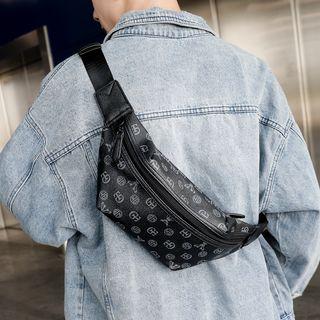 Printed Faux Leather Sling Bag Black - One Size