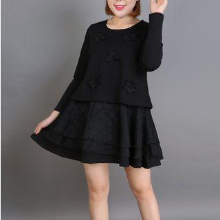 Star Long-sleeve Tiered Dress