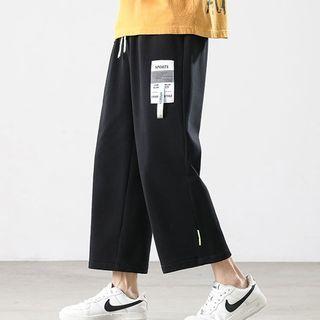 Lettering Label Print Cropped Pants