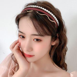 Set Of 3: Alloy / Faux Pearl Headband