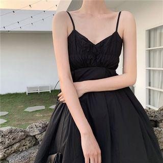 Open Back Sleeveless Midi Dress Black - One Size