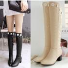 Chunky-heel Floral Over-the-knee Boots